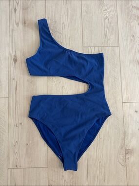 Double Zero One-Shoulder Cutout One-Piece Swimsuit in Royal Blue